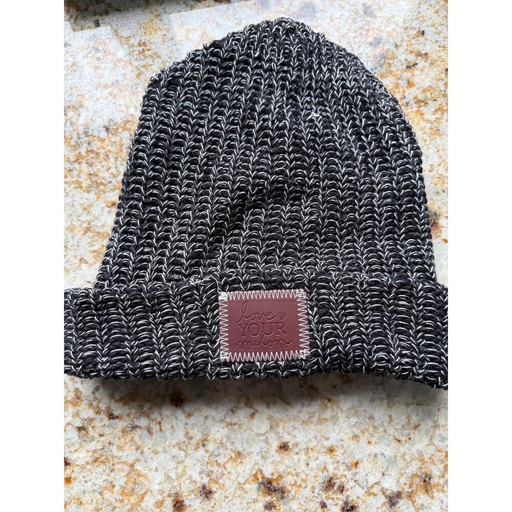 Love your Melon Black and White Knit Beanie